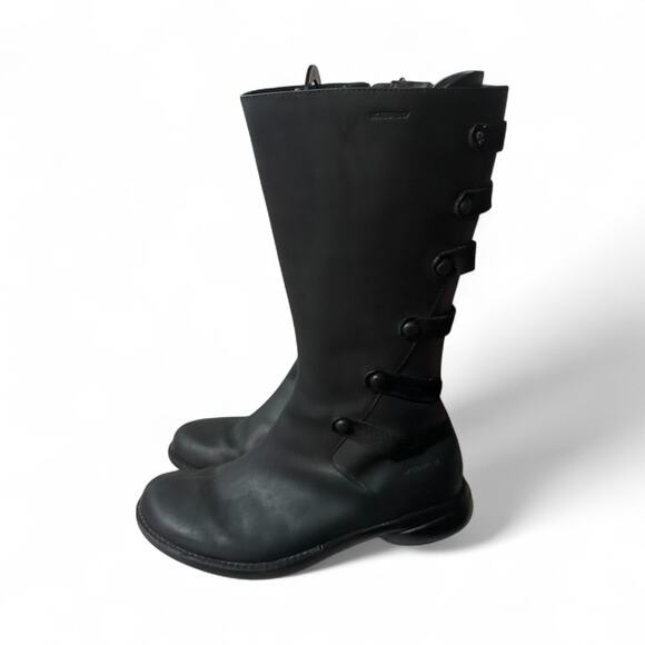 Merrell Waterproof Black Leather Boots Tetra Launch Mid Calf Women's Size 9.5 M - Picture 1 of 8